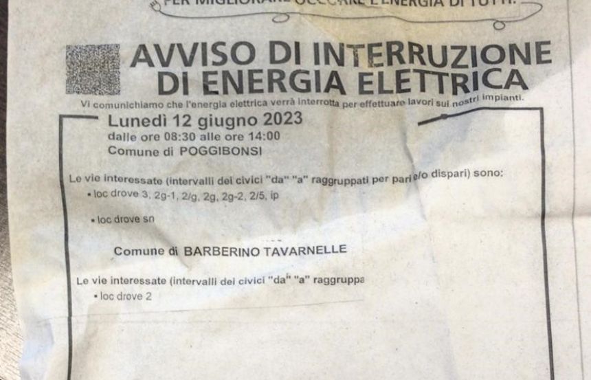 Val d'Elsa, Cna su interruzione energia elettrica di Drove: ''Un disservizio dannoso per le imprese''